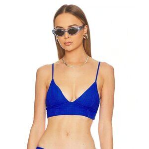 L Space Women's Royal Pointelle Rib Winnie Bikini Top Size Medium
